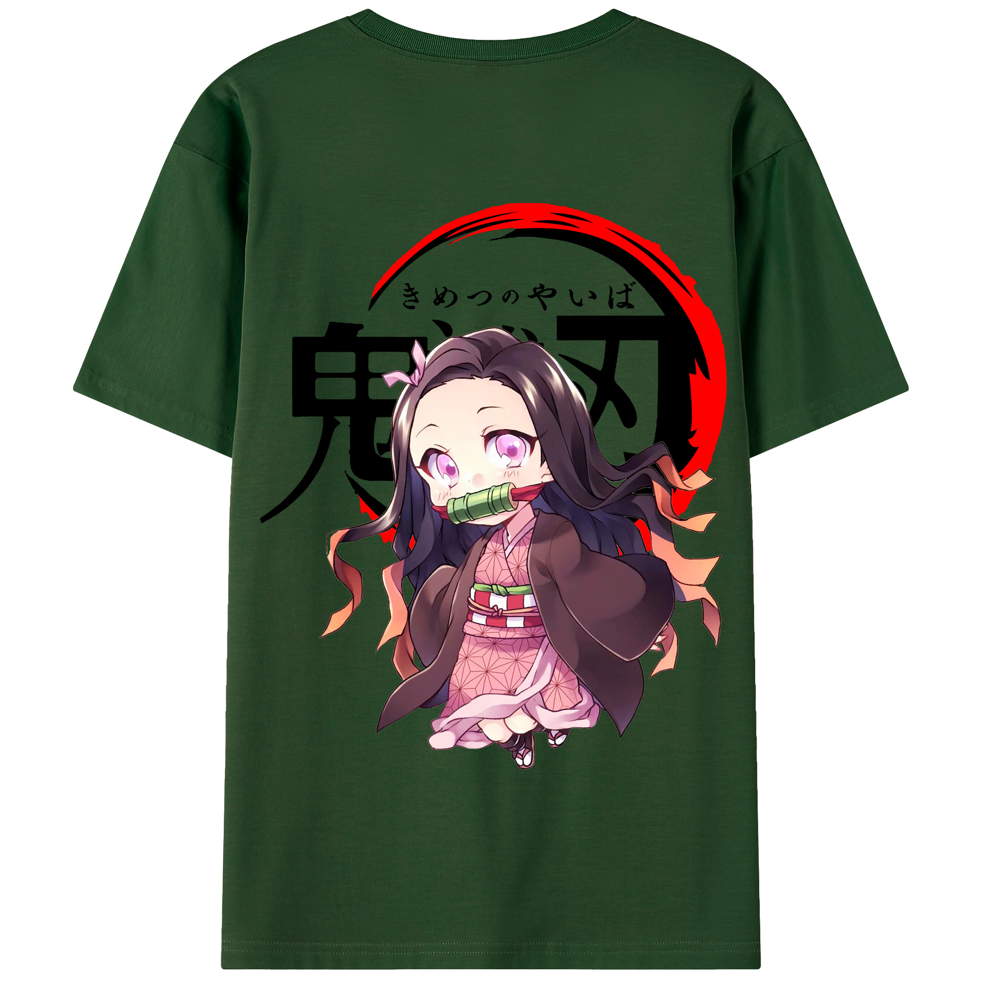 （画像用） 鬼滅の刃（きめつのやいば）竈門 禰󠄀豆子／かまど ねずこ Kamado Nezuko 綿100％半袖Tシャツ（背面プリント）